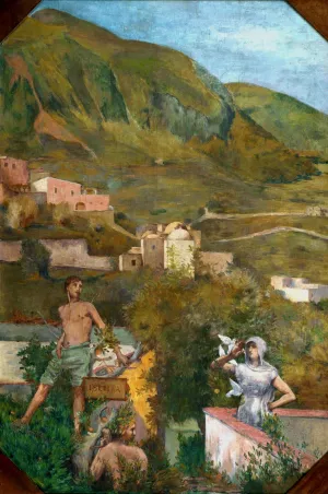 Ischia, scene antique by Ary Cornelis Renan Oil Painting