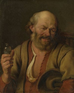 A Man with a Gin Bottle by Ary De Vois Oil Painting
