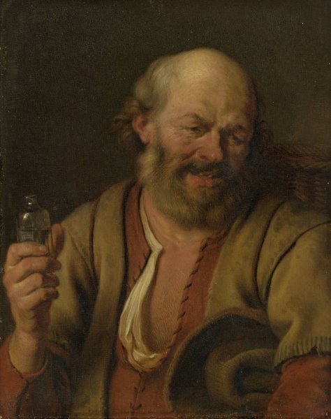 A Man with a Gin Bottle  by Ary De Vois - Hand-Painted Oil Painting Reproduction