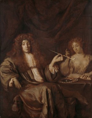 Portrait of Hadriaan Beverland with a Prostitute by Ary De Vois Oil Painting
