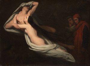 Dante and Virgil Meeting The Shades of Francesca Da Rimini and Paolo by Ary Scheffer Oil Painting