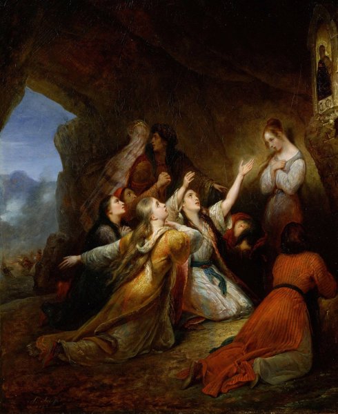 Greek Women Imploring at the Virgin of Assistance  by Ary Scheffer - Hand-Painted Oil Painting Reproduction