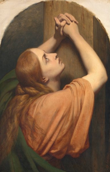 Mary Magdalene At The Foot Of The Cross by Ary Scheffer - Hand-Painted Oil Painting Reproduction