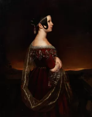 Portrait of a Lady with Pearls by Ary Scheffer Oil Painting