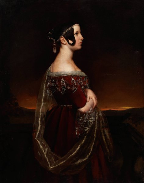 Portrait of a Lady with Pearls  by Ary Scheffer - Hand-Painted Oil Painting Reproduction