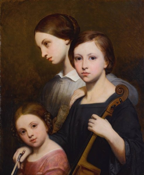 Portrait of Rene, Cecile and Louise Franchomme by Ary Scheffer - Hand-Painted Oil Painting Reproduction