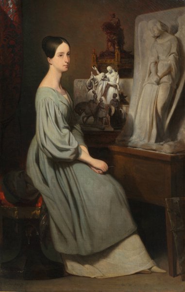 Princess Marie d'Orleans in Her Studio  by Ary Scheffer - Hand-Painted Oil Painting Reproduction