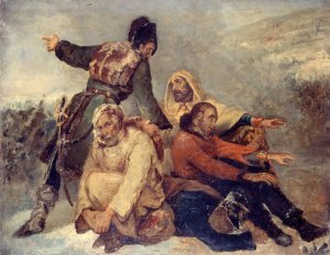 Quatre soldats de l'armee en deroute by Ary Scheffer Oil Painting