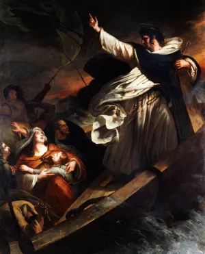 Saint Thomas Aquinas preaching trust in God during the storm by Ary Scheffer Oil Painting