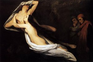 The Ghosts of Paolo and Francesca Appear to Dante and Virgil Oil painting by Ary Scheffer