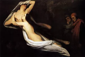 The Ghosts of Paolo and Francesca Appear to Dante and Virgil painting by Ary Scheffer
