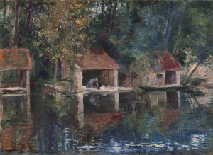 Washing Place in Grez-sur-Loing by Asai Chu Oil Painting