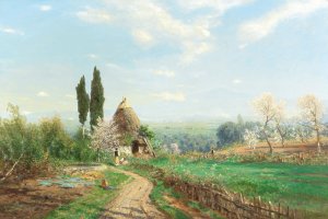 Spring In The Campagna by Ascan Lutteroth Oil Painting