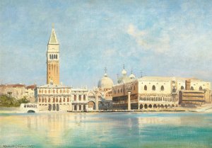 Venice, View Of St. Mark's Square by Ascan Lutteroth Oil Painting