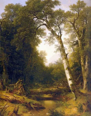 A Stream in the Wood by Asher B. Durand - Oil Painting Reproduction