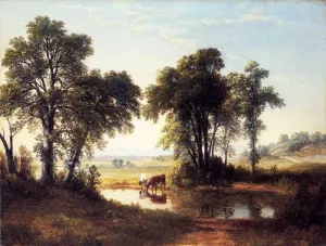 Cows in a New Hampshire Landscape by Asher B. Durand Oil Painting