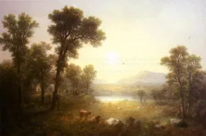 Lake Scene in the Mountains by Asher B. Durand - Oil Painting Reproduction