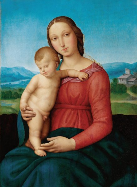 Madonna and Child by Associate Of Raphael - Hand-Painted Oil Painting Reproduction