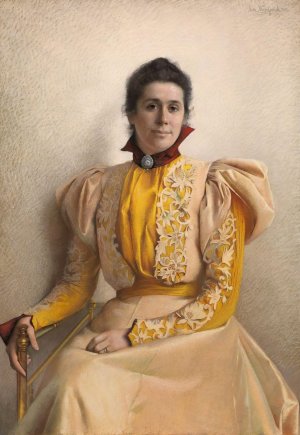 Portrait of Marthine Cappelen Hjort by Asta Norregaard Oil Painting