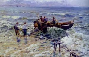 Arriving Ashore painting by Attilio Pratella