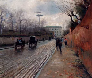 Street Scene In Autumn by Attilio Pratella - Oil Painting Reproduction