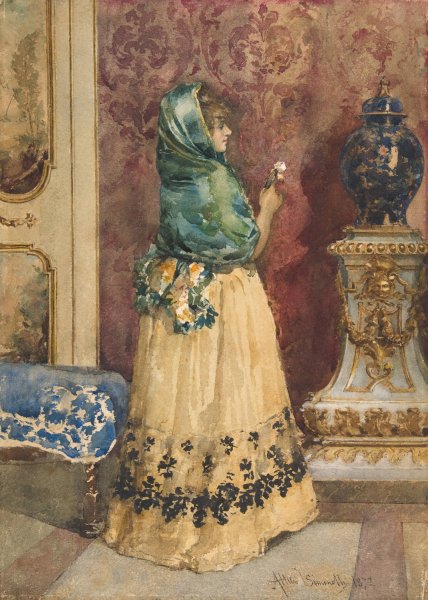 The Miniature  by Attilio Simonetti - Hand-Painted Oil Painting Reproduction