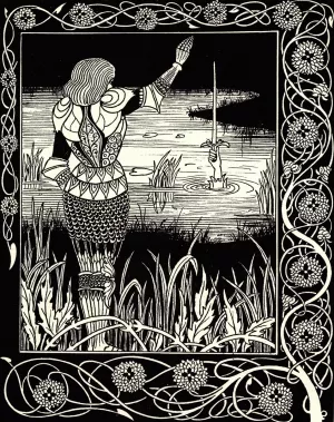 Excalibur in the Lake by Aubrey Beardsley Oil Painting