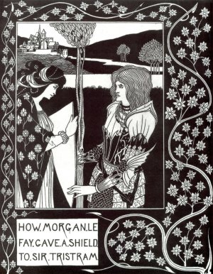 How Morgan Le Fay Gave a Shield to Sir Tristram by Aubrey Beardsley Oil Painting
