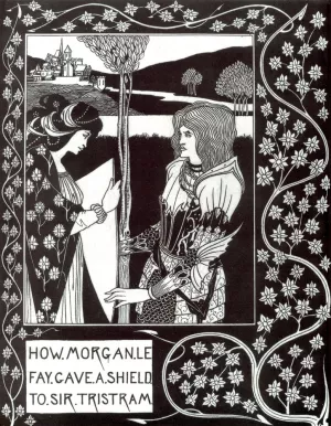 How Morgan Le Fay Gave a Shield to Sir Tristram by Aubrey Beardsley - Oil Painting Reproduction