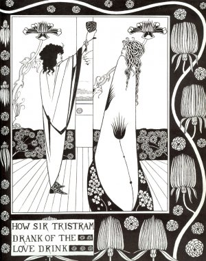 How Sir Tristram Drank of the Love Drink by Aubrey Beardsley Oil Painting