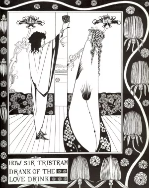 How Sir Tristram Drank of the Love Drink Oil painting by Aubrey Beardsley