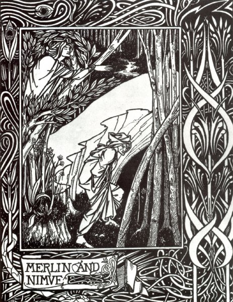 Main Product Photo of Merlin and Nimue Painting by Aubrey Beardsley
