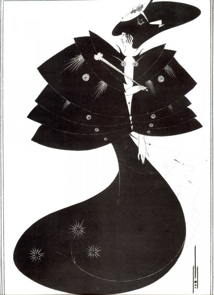 Main Product Photo of The Black Cape Painting by Aubrey Beardsley
