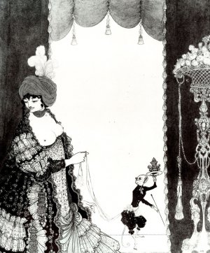 The Lady with the Monkey by Aubrey Beardsley Oil Painting