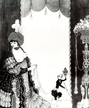 The Lady with the Monkey by Aubrey Beardsley - Oil Painting Reproduction