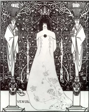 Venus between Terminal Gods by Aubrey Beardsley - Oil Painting Reproduction