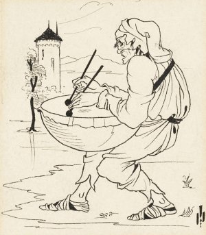 Man with Drum by Aubrey Vincent Beardsley Oil Painting