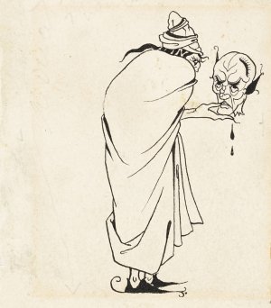 Man with Skull by Aubrey Vincent Beardsley Oil Painting