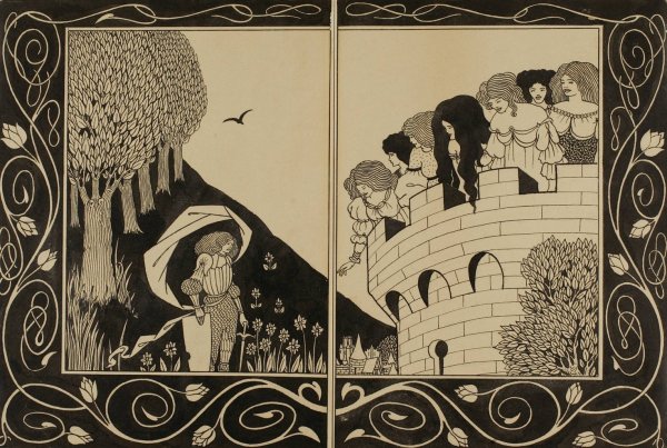 Main Product Photo of Study for How a Devil in Woman's Likeness Would Have Tempted Sir Bors  Painting by Aubrey Vincent Beardsley