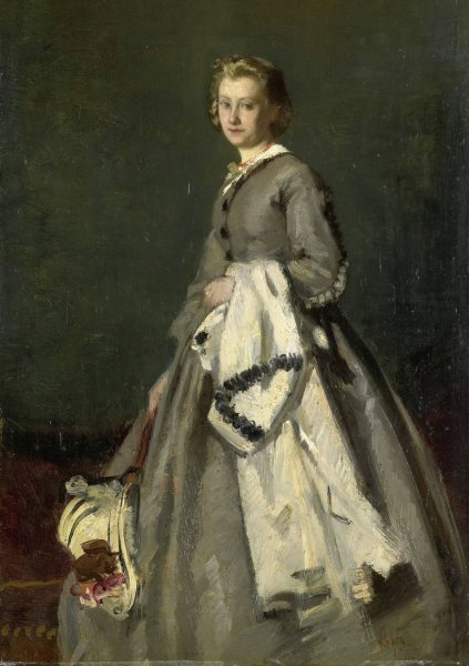 A Young Woman  by August Allebe - Hand-Painted Oil Painting Reproduction