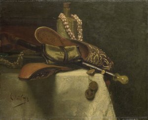 Still Life with Oriental Slippers by August Allebe Oil Painting