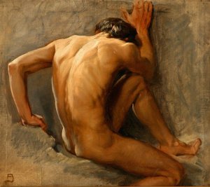 Studie af en nogen mand by August Andreas Jerndorff Oil Painting