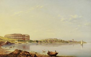View Of Pula With The Roman Arena, Istria by August Anton Tischbein Oil Painting