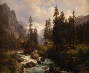 Dale in the High Alps at Gastein by August Behrendsen Oil Painting