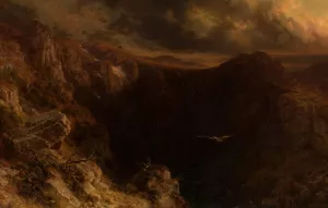 Evening in the mountains Oil painting by August Behrendsen