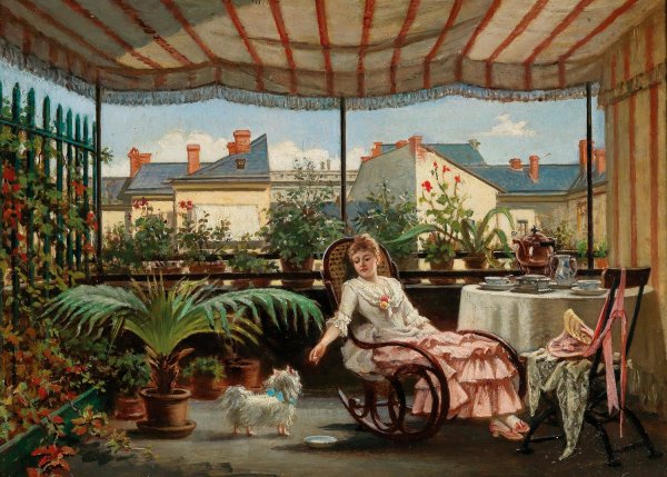 Leisure Time by August Borckmann - Hand-Painted Oil Painting Reproduction