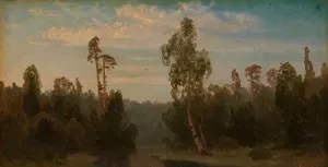 Landscape Study with a Lake by August Cappelen Oil Painting