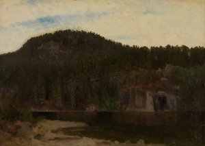 Landscape Study with a Lake by August Cappelen Oil Painting