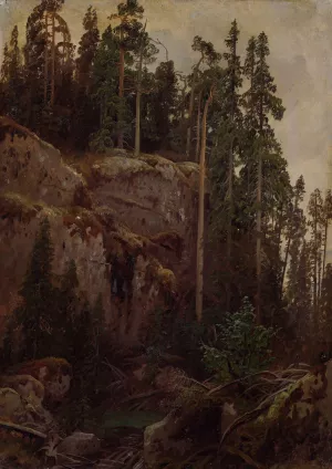 Landscape Study with a Precipice by August Cappelen Oil Painting