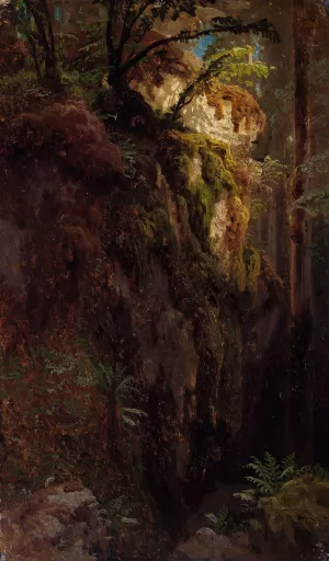Landscape Study with a Ravine by August Cappelen Oil Painting